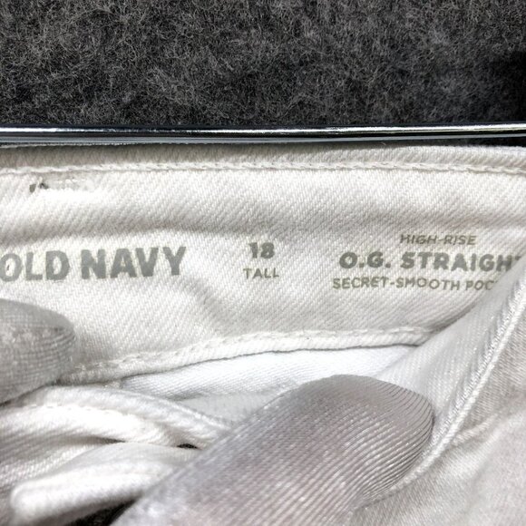 Old Navy High Rise OG Straight White Jeans Womens Size 18 Tall White Distressed - Picture 7 of 11